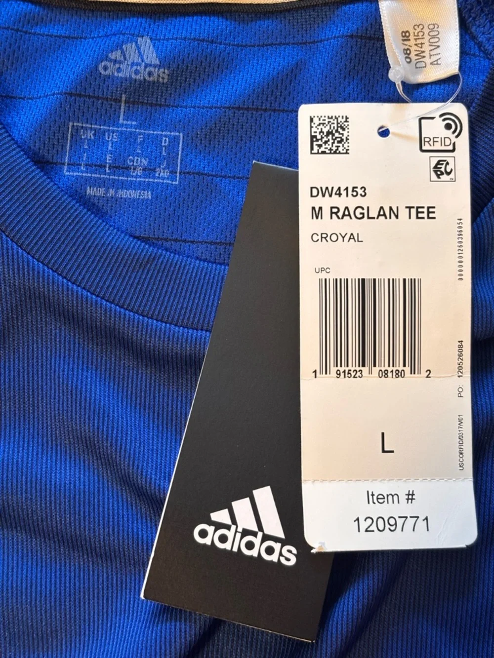 🌸 NWT Adidas Men's Training Essentials Raglan Tech Tee Blue and Gray Size Large